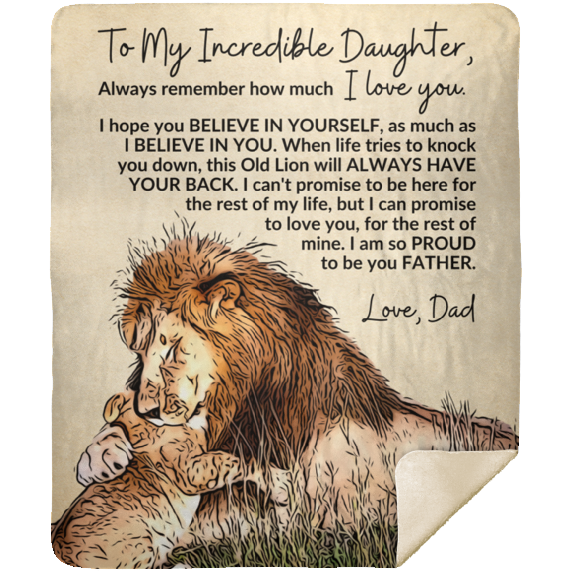To My Daughter | This Old Lion Will Always Have Your Back | Blanket from Dad