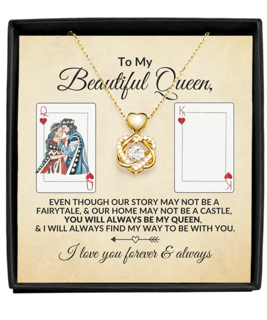 To My Queen | Always Be My Queen | Heart Knot Necklace