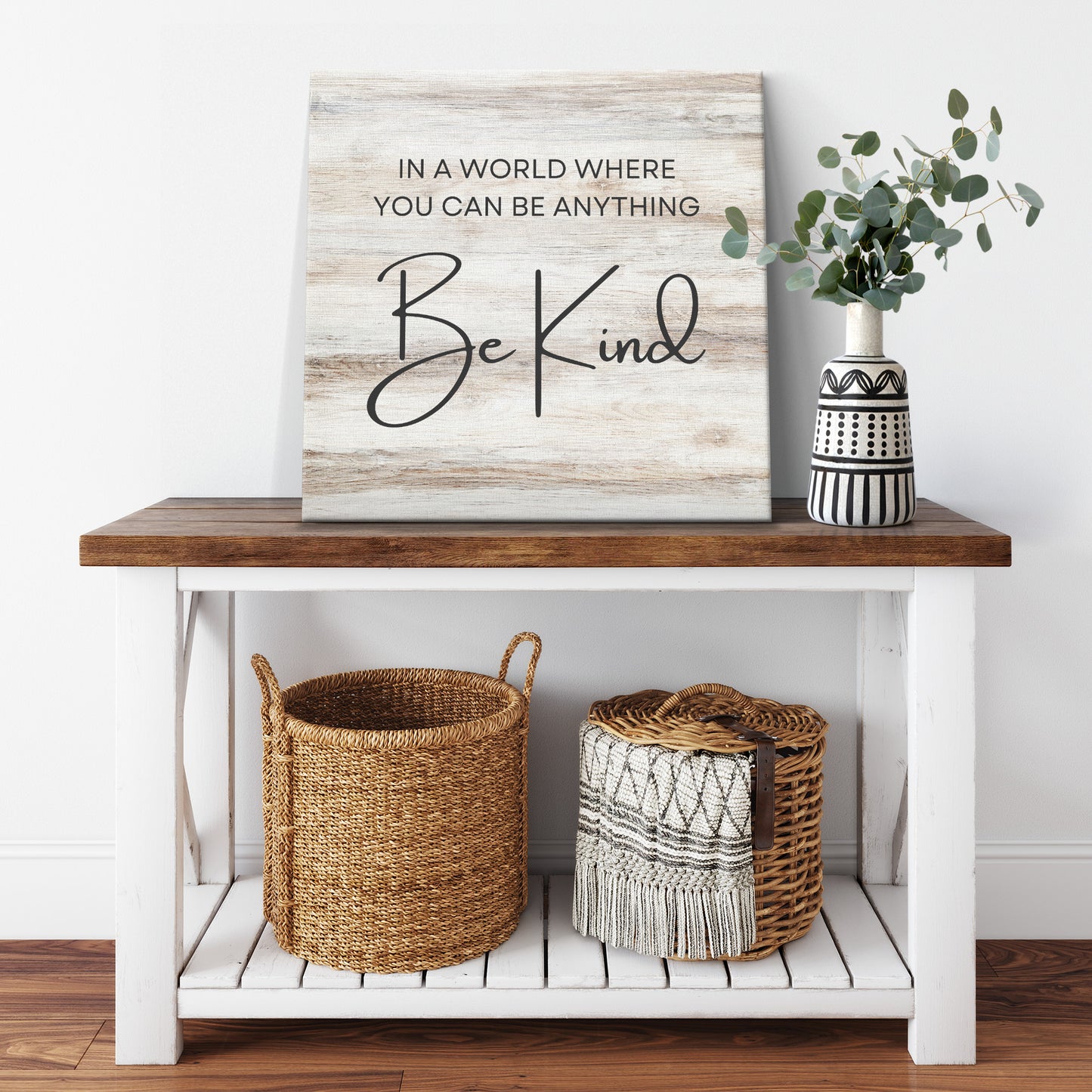 "In A World Where You Can Be Anything, Be Kind" Canvas Wall Art