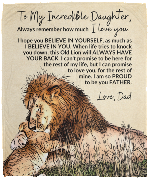 To My Daughter | This Old Lion Will Always Have Your Back | Blanket from Dad