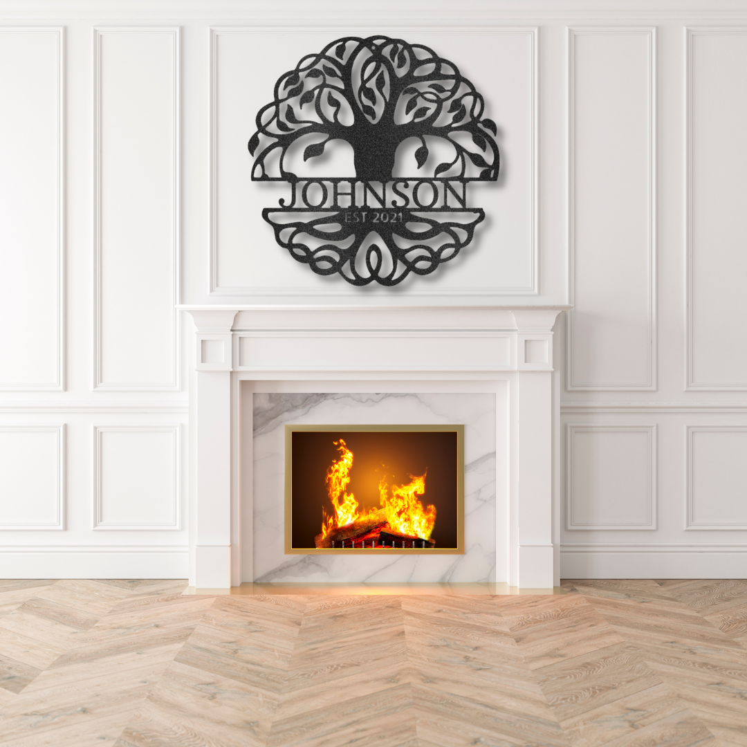 Personalized Tree of Life Family Name Metal Wall Art