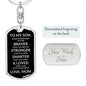 To My Son Dog Tag Keychain | Gift from Mom | Braver, Stronger, Smarter, Loved
