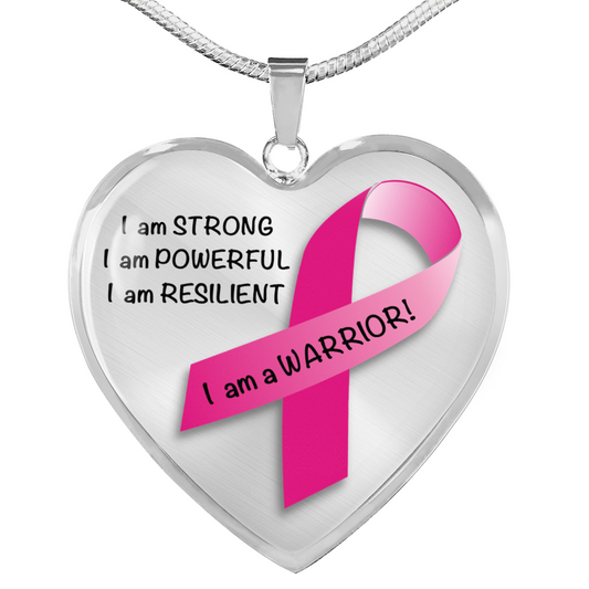 Breast Cancer Warrior Heart Pendant Necklace | Gift for Survivor, Fighter, Support