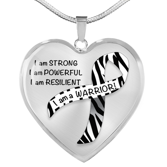 Carcinoid Cancer Warrior Heart Pendant Necklace | Gift for Survivor, Fighter, Support