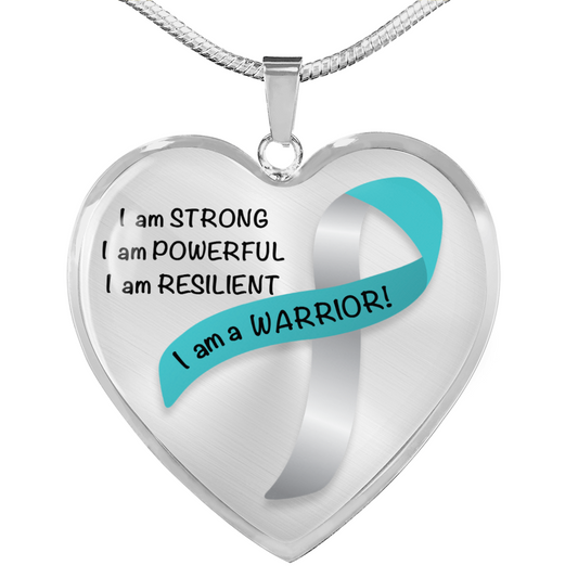 Cervical Cancer Warrior Heart Pendant Necklace | Gift for Survivor, Fighter, Support