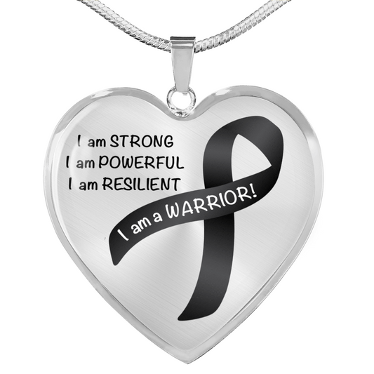 Skin Cancer Warrior Heart Pendant Necklace | Gift for Survivor, Fighter, Support