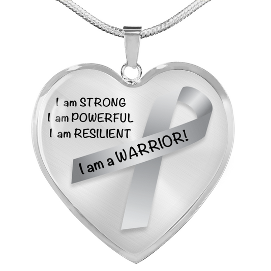 Brain Cancer Warrior Heart Pendant Necklace | Gift for Survivor, Fighter, Support