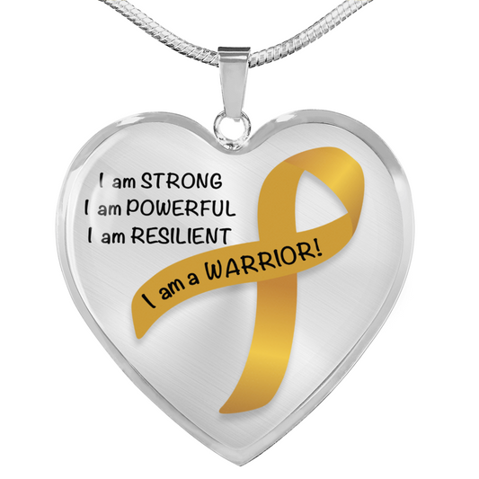 Childhood Cancer Warrior Heart Pendant Necklace | Gift for Survivor, Fighter, Support