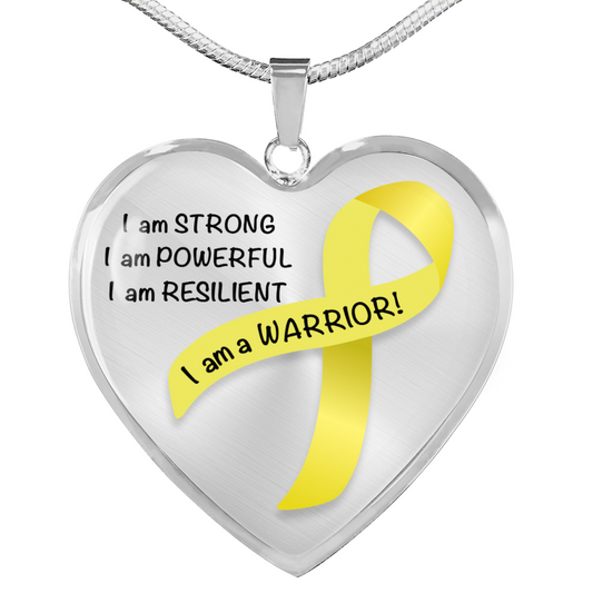 Bone Cancer Warrior Heart Pendant Necklace | Gift for Survivor, Fighter, Support