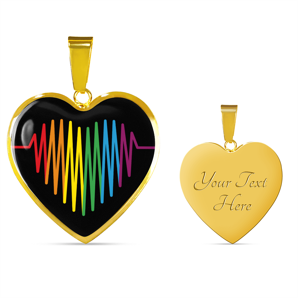 Rainbow Heartbeat Necklace | Gay Pride Heart Pendant Necklace