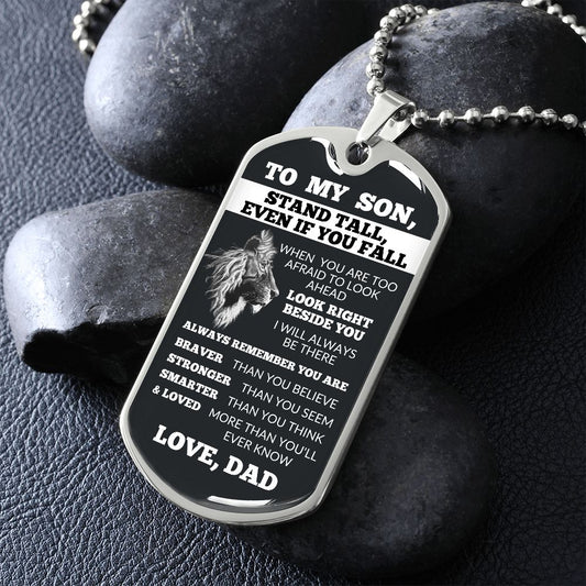 To My Son | Stand Tall | Dog Tag Necklace From Dad