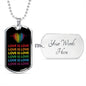 Love Is Love Heartbeat Dog Tag Necklace  | Gay Pride Rainbow Necklace