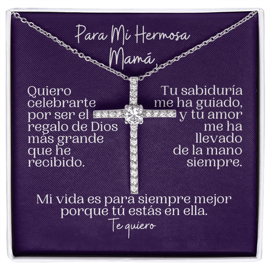 Gift for Spanish Mamá | Cross Necklace with Spanish Message