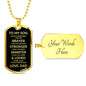 To My Son Dog Tag Necklace | Gift from Dad | Braver, Stronger, Smarter, Loved