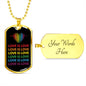 Love Is Love Heartbeat Dog Tag Necklace  | Gay Pride Rainbow Necklace