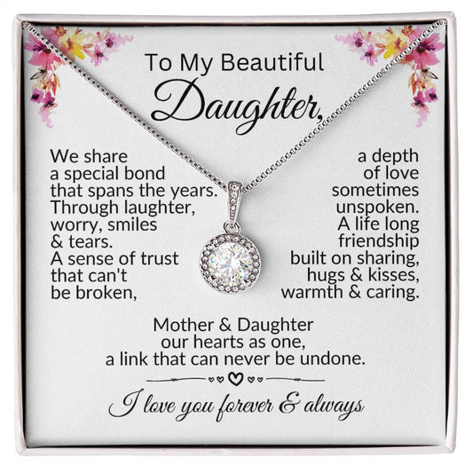 To My Daughter | Mother & Daughter Hearts As One | Eternal Hope Necklace