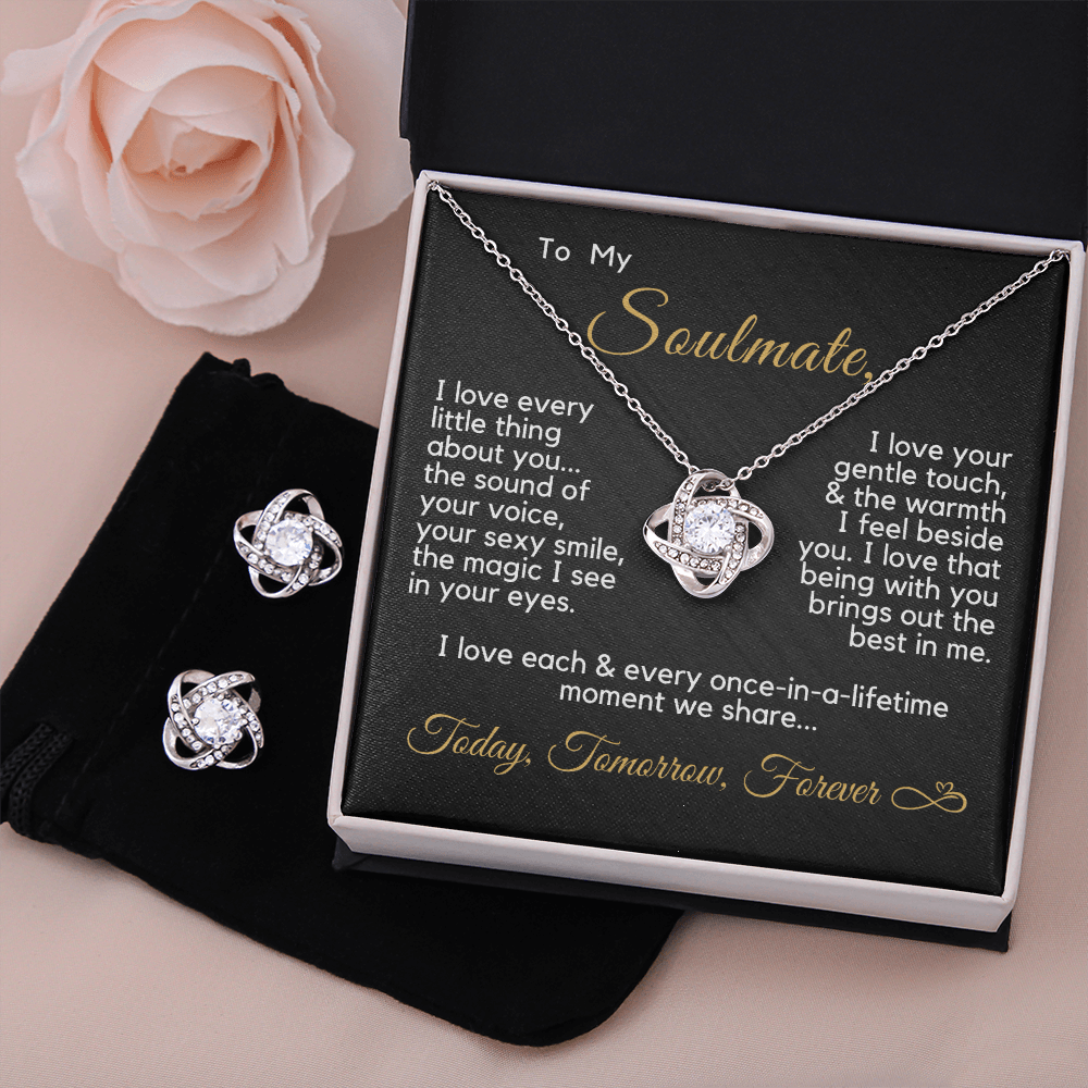 Gift for Soulmate | Today, Tomorrow, Forever | Love Knot Necklace & Earrings Set