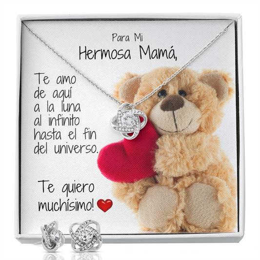 Gift for Latina Mamá | Necklace & Earrings Set for Spanish Mom from Young Child