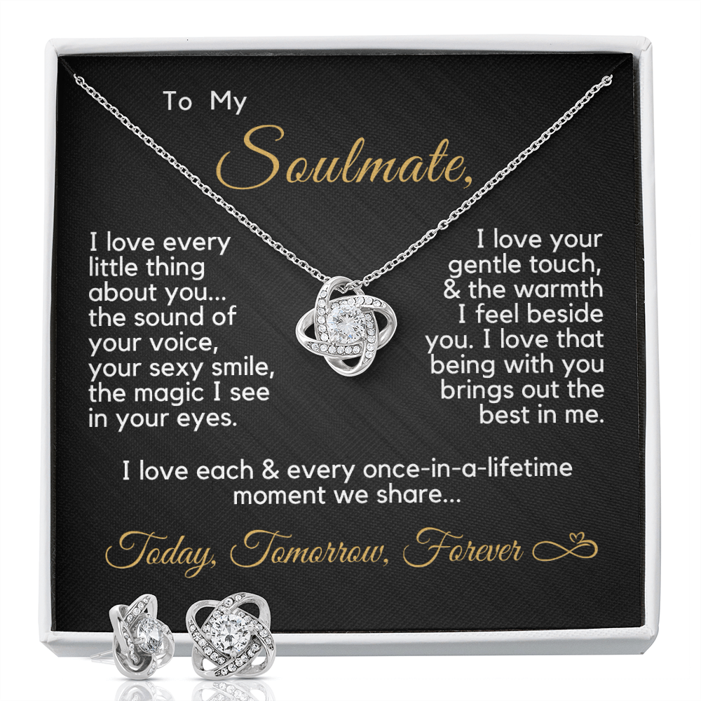 Gift for Soulmate | Today, Tomorrow, Forever | Love Knot Necklace & Earrings Set