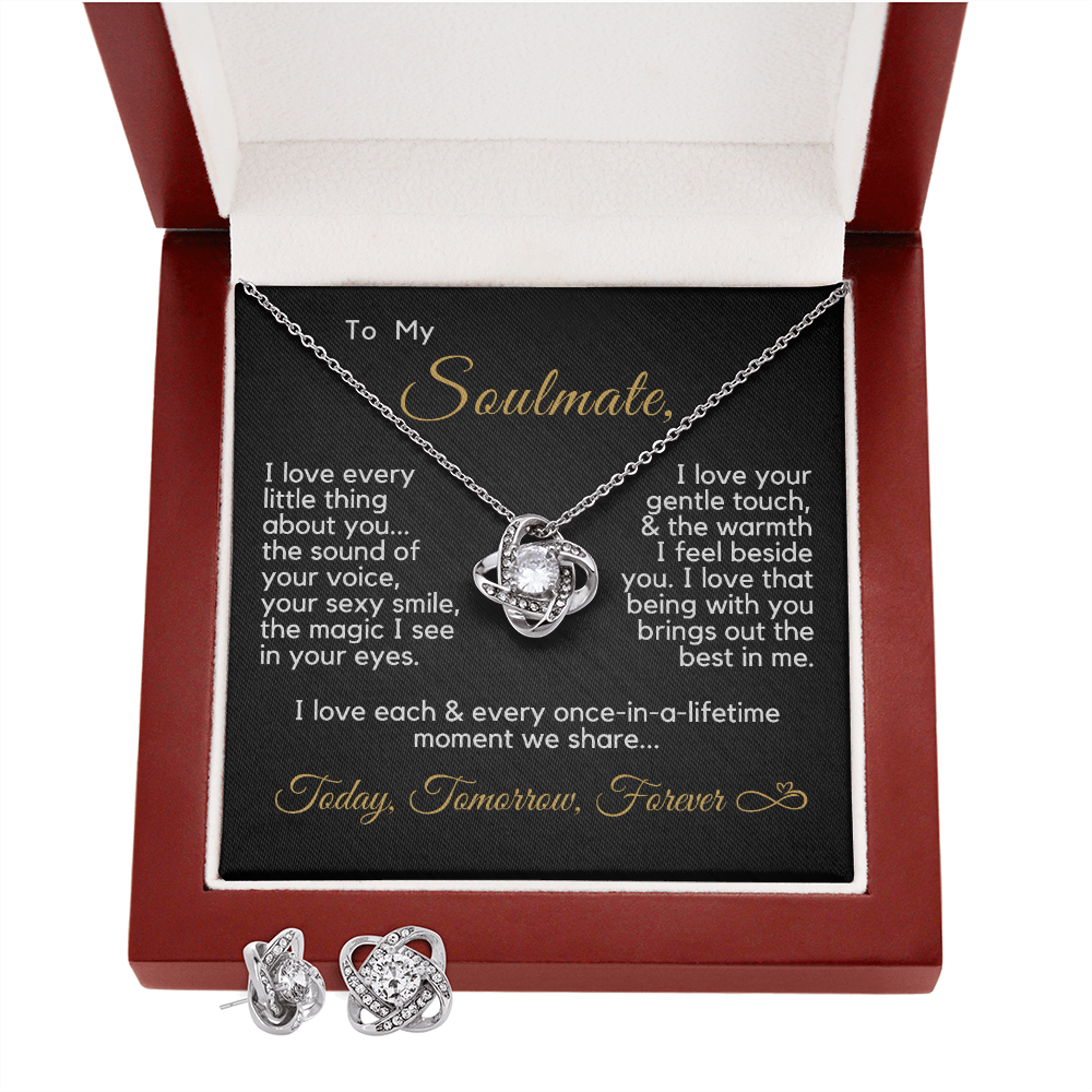 Gift for Soulmate | Today, Tomorrow, Forever | Love Knot Necklace & Earrings Set