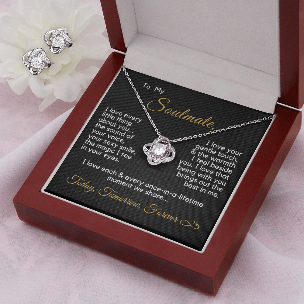 Gift for Soulmate | Today, Tomorrow, Forever | Love Knot Necklace & Earrings Set
