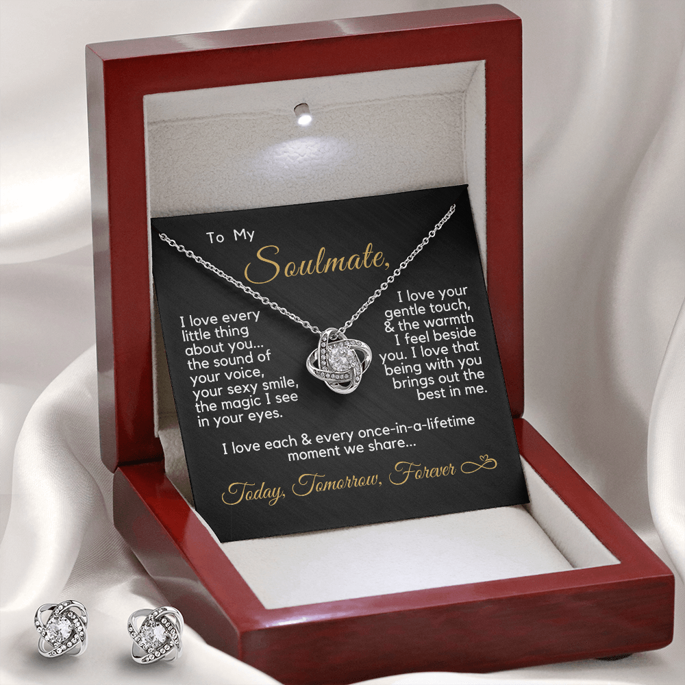 Gift for Soulmate | Today, Tomorrow, Forever | Love Knot Necklace & Earrings Set