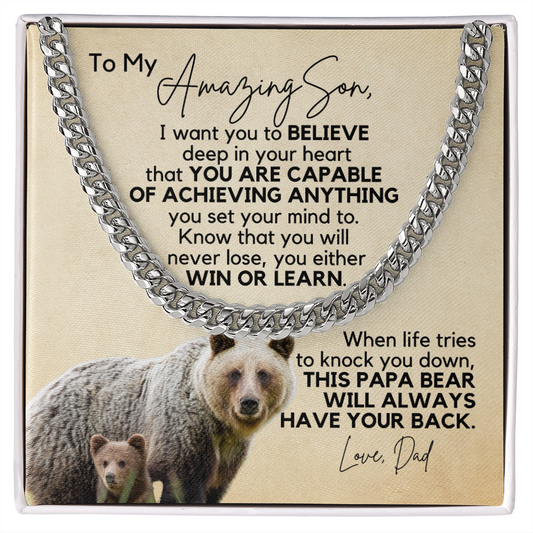 Gift for Son | Cuban Link Chain from Dad | Win or Learn