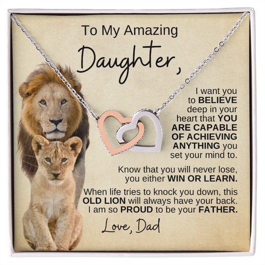 To My Daughter | Win or Learn | Interlocking Hearts Necklace