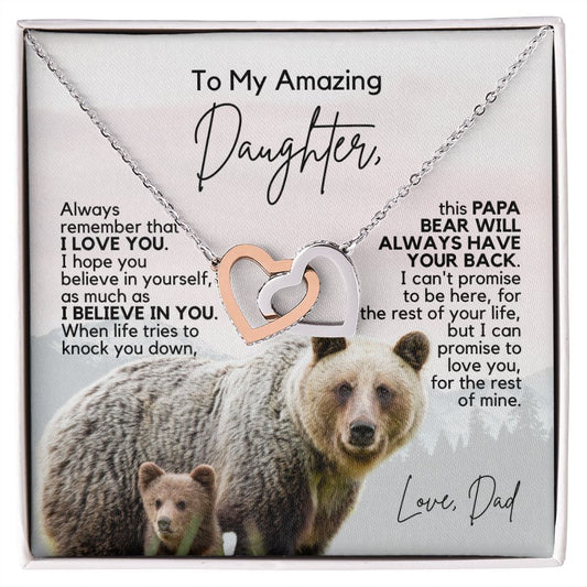 To My Daughter | I Believe in You | Interlocking Hearts Necklace