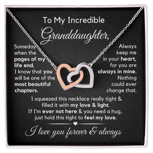To My Granddaughter | Most Beautiful Chapter | Interlocking Hearts Necklace