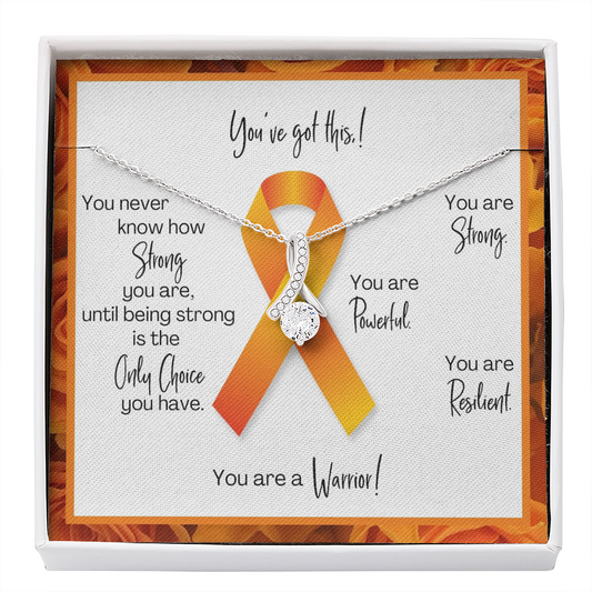 Leukemia Warrior | Ribbon Necklace | Gift for Survivor, Fighter, Support