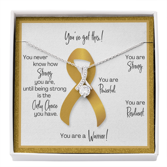 Childhood Cancer Warrior | Ribbon Necklace | Gift for Survivor, Fighter, Support