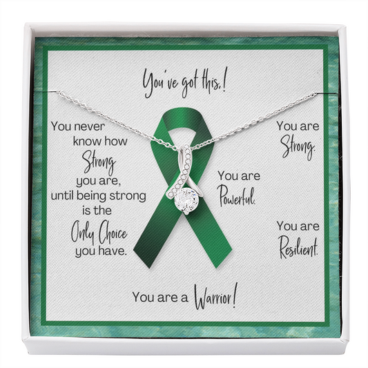 Liver Cancer Warrior | Ribbon Necklace | Gift for Chemo Survivor, Fighter, Support
