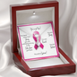 Breast Cancer Warrior | Ribbon Necklace | Gift for Mastectomy, Survivor, Fighter, Support