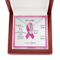 Breast Cancer Warrior | Ribbon Necklace | Gift for Mastectomy, Survivor, Fighter, Support