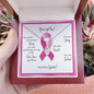 Breast Cancer Warrior | Ribbon Necklace | Gift for Mastectomy, Survivor, Fighter, Support