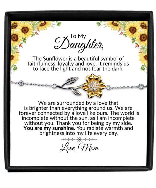 To My Daughter | You Are My Sunshine | Sunflower Bracelet